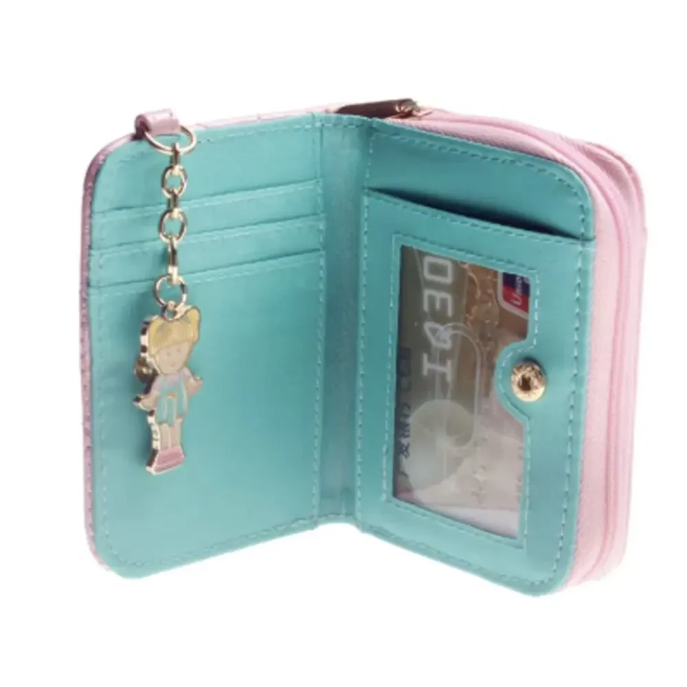 Polly Pocket, Zip-Closure, Bifold Wallet, Pink/Blue Vegan Leather - New